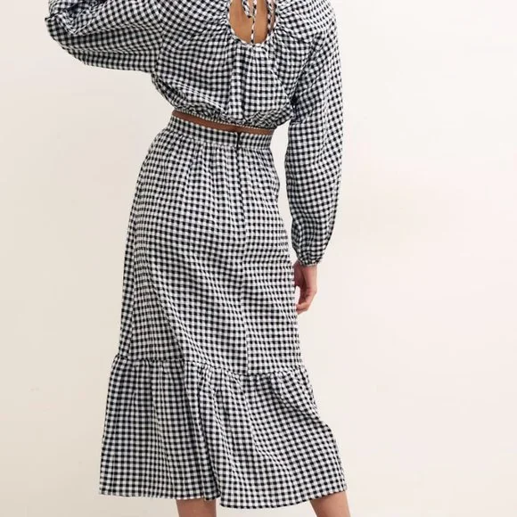 NWT Nobody's Child Black Gingham Midi Skirt (Matching Top Available) - Picture 3 of 7